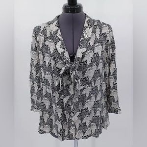 Maeve by Anthropologie owl print tie front blouse